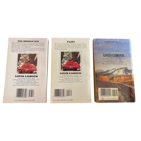 Lot Of 3 Louis L Amour Western Paperback Books Flint Crossfire Trail Vintage - Picture 2 of 13